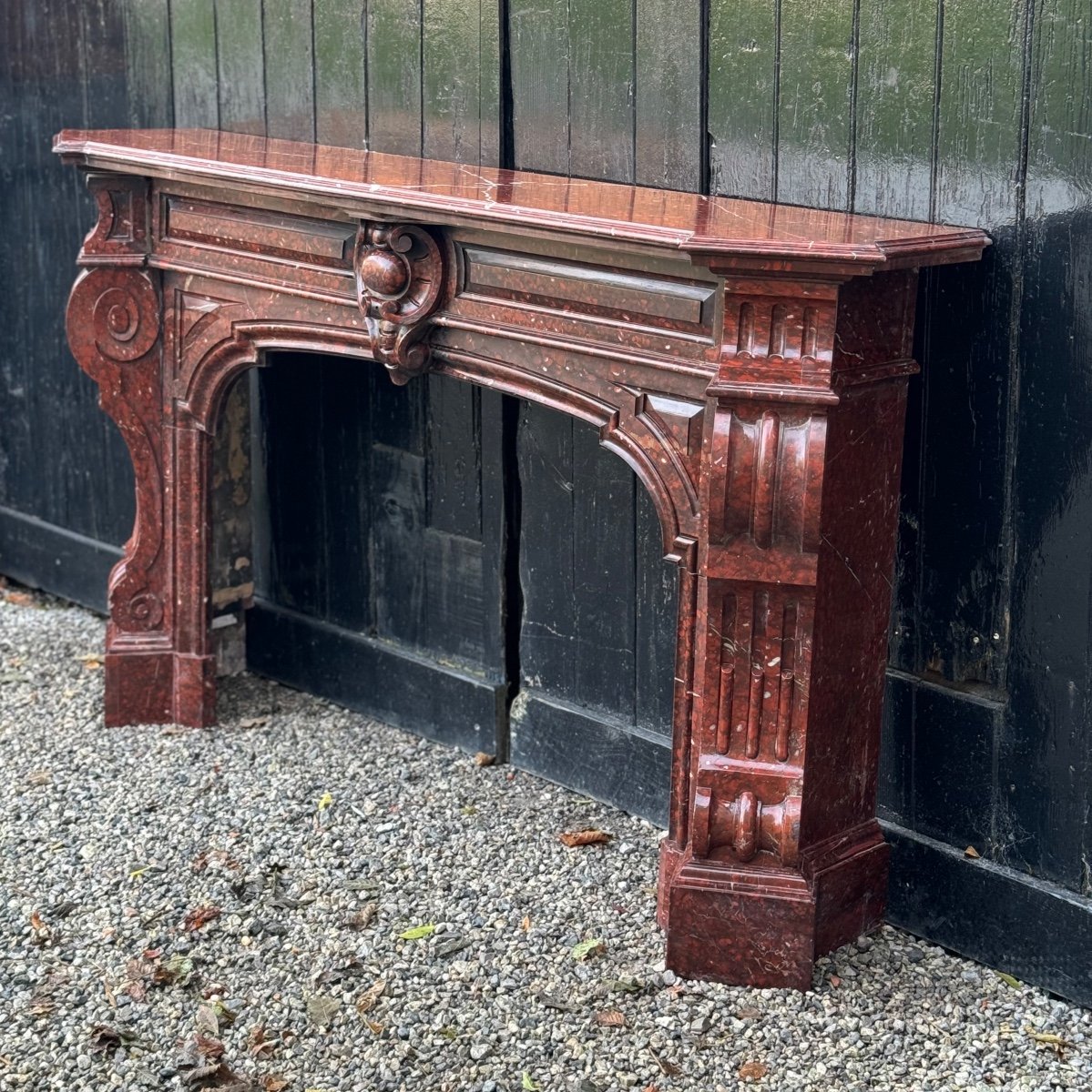 Napoleon III Fireplace In Red Griotte Marble Circa 1880 -photo-8