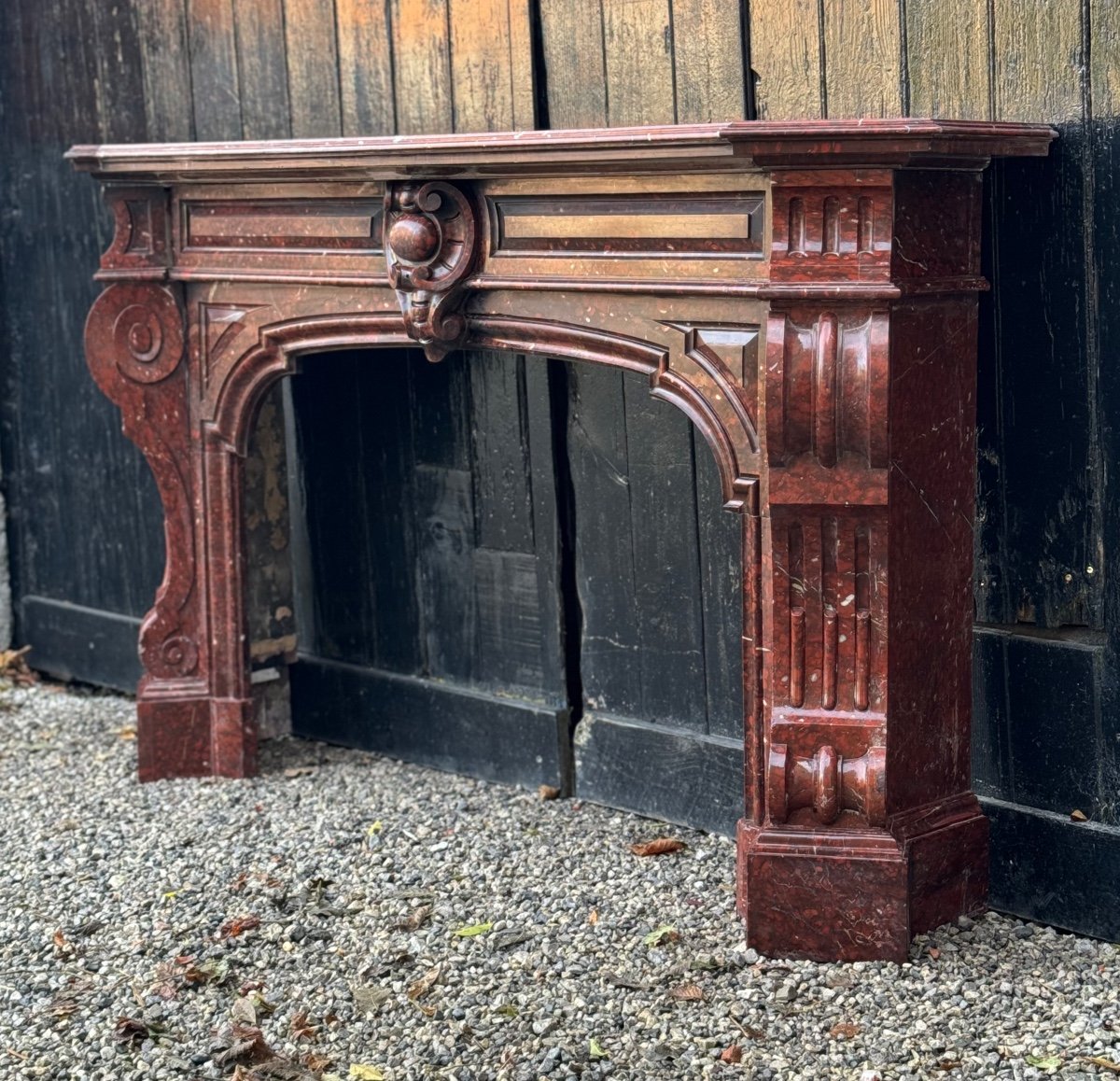 Napoleon III Fireplace In Red Griotte Marble Circa 1880 