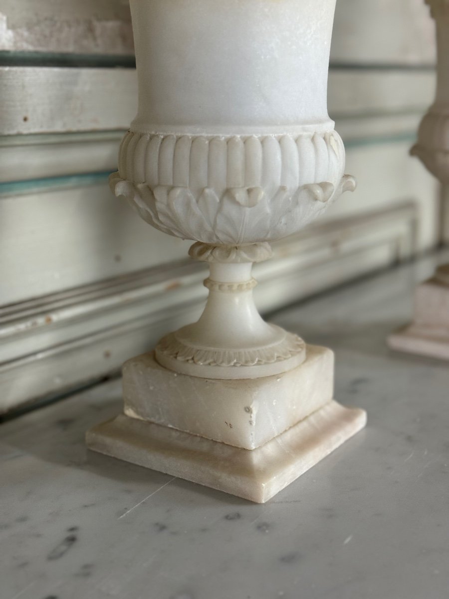 Pair Of Alabaster Vases, Italy Circa 1880-photo-4