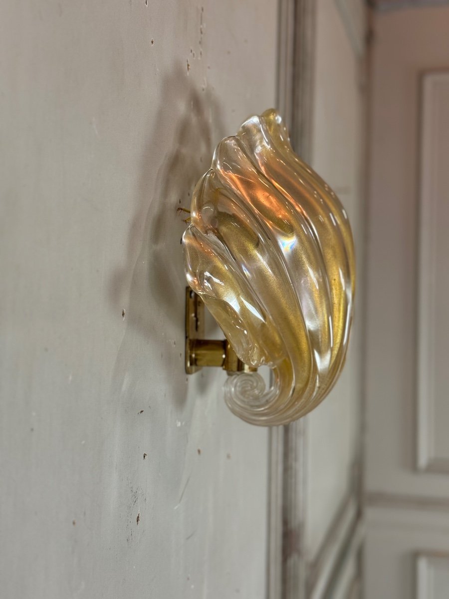 Venetian Wall Lamp In Gilded Murano Glass Circa 1980 -photo-2