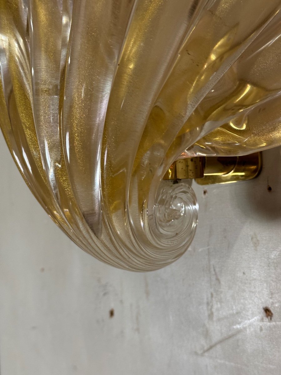 Venetian Wall Lamp In Gilded Murano Glass Circa 1980 -photo-4