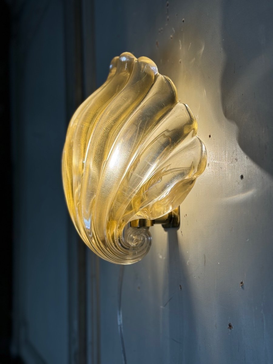 Venetian Wall Lamp In Gilded Murano Glass Circa 1980 -photo-1