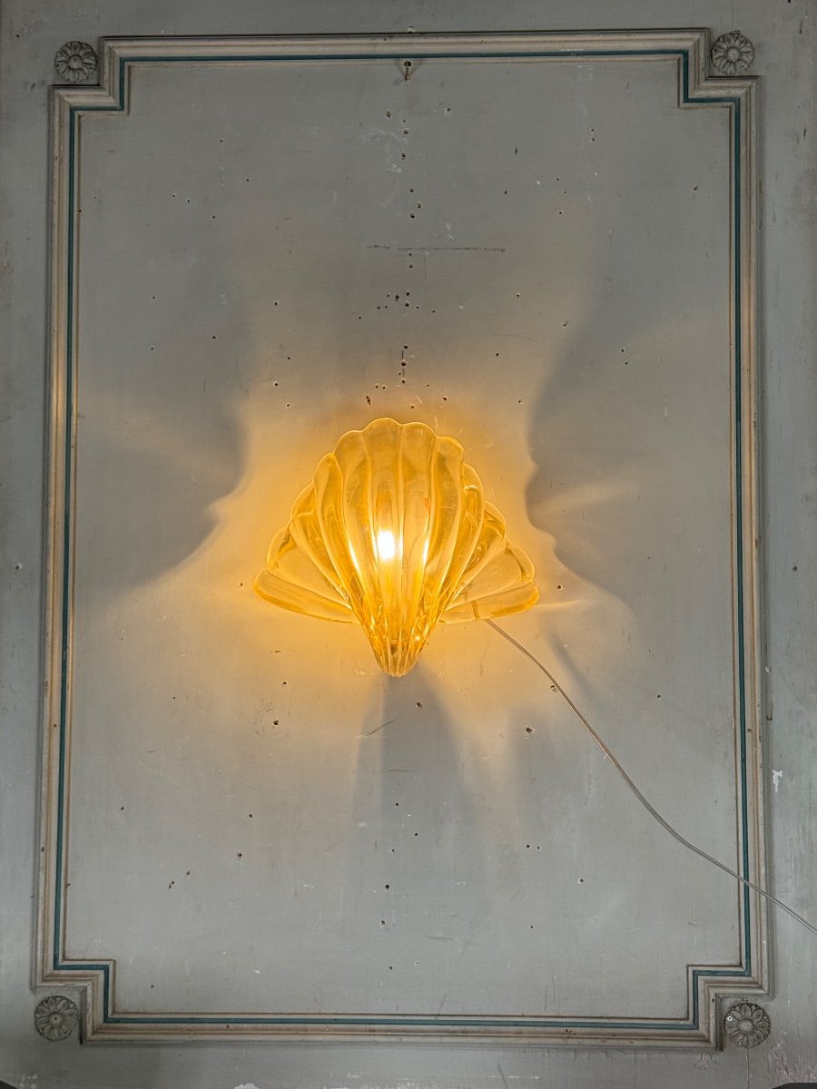 Venetian Wall Lamp In Gilded Murano Glass Circa 1980 -photo-2