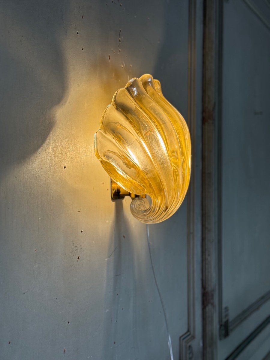 Venetian Wall Lamp In Gilded Murano Glass Circa 1980 -photo-4