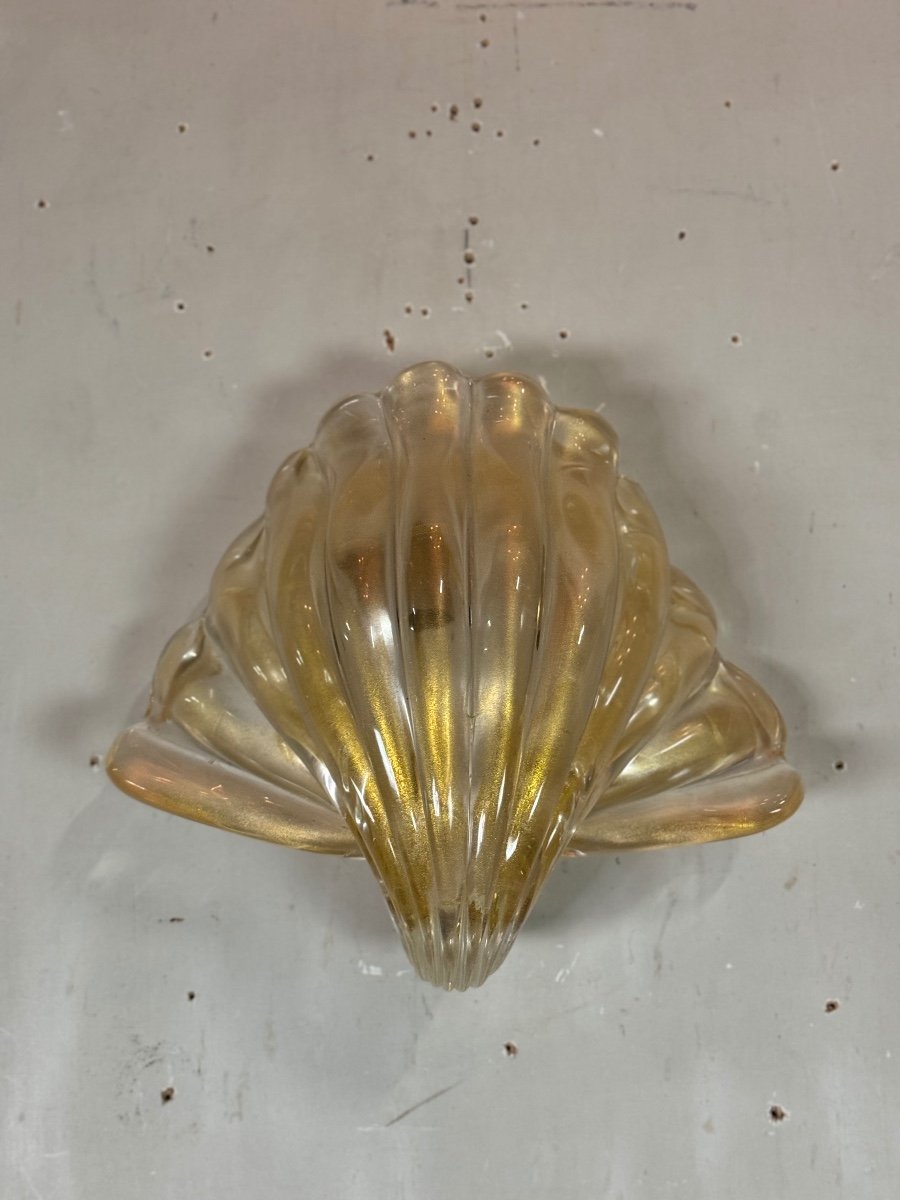 Venetian Wall Lamp In Gilded Murano Glass Circa 1980 -photo-5