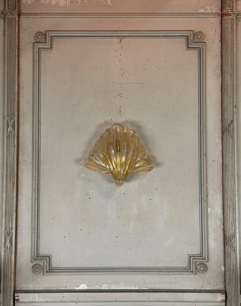 Venetian Wall Lamp In Gilded Murano Glass Circa 1980 -photo-6