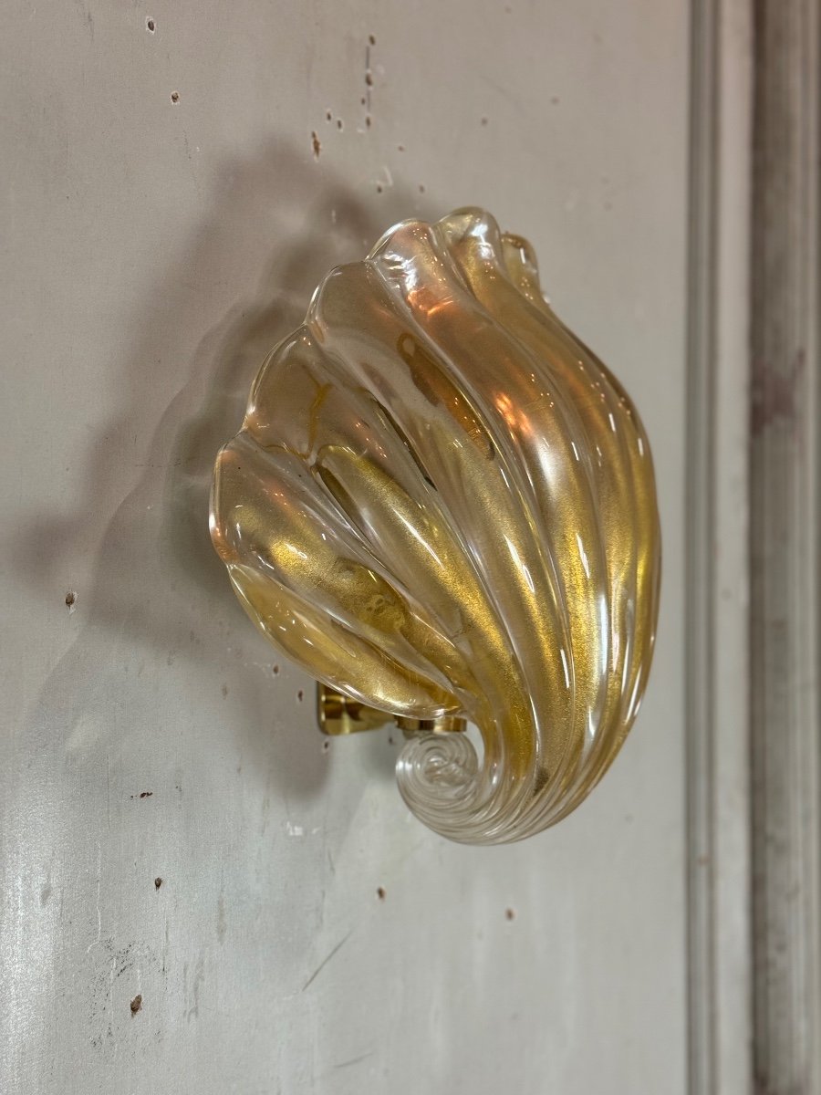 Venetian Wall Lamp In Gilded Murano Glass Circa 1980 -photo-7