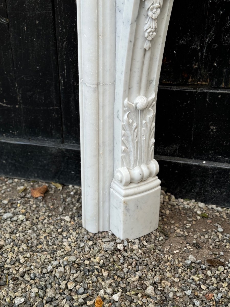 Louis XV Style Fireplace In Carrara Marble Circa 1980-photo-2