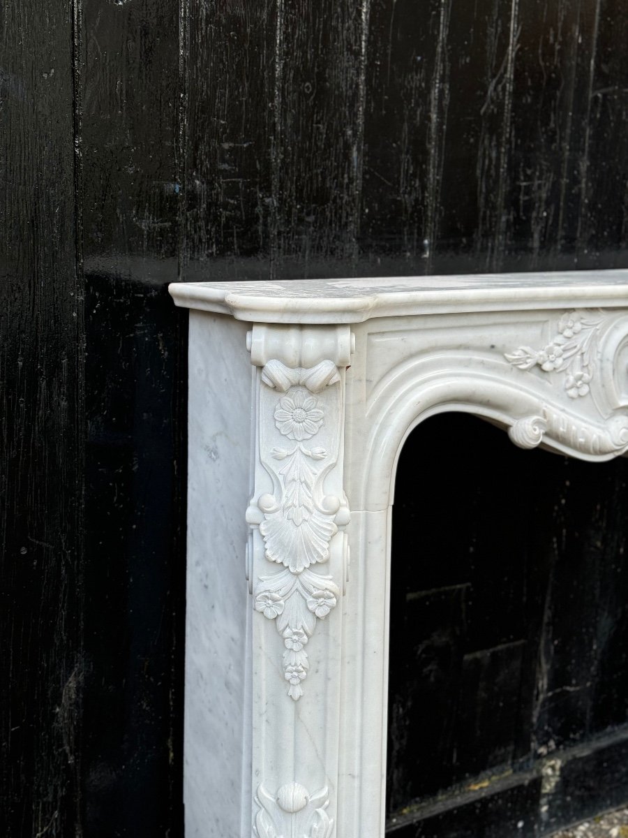 Louis XV Style Fireplace In Carrara Marble Circa 1980-photo-4