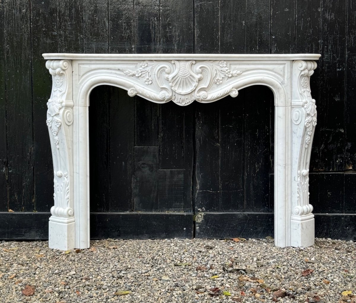 Louis XV Style Fireplace In Carrara Marble Circa 1980-photo-6