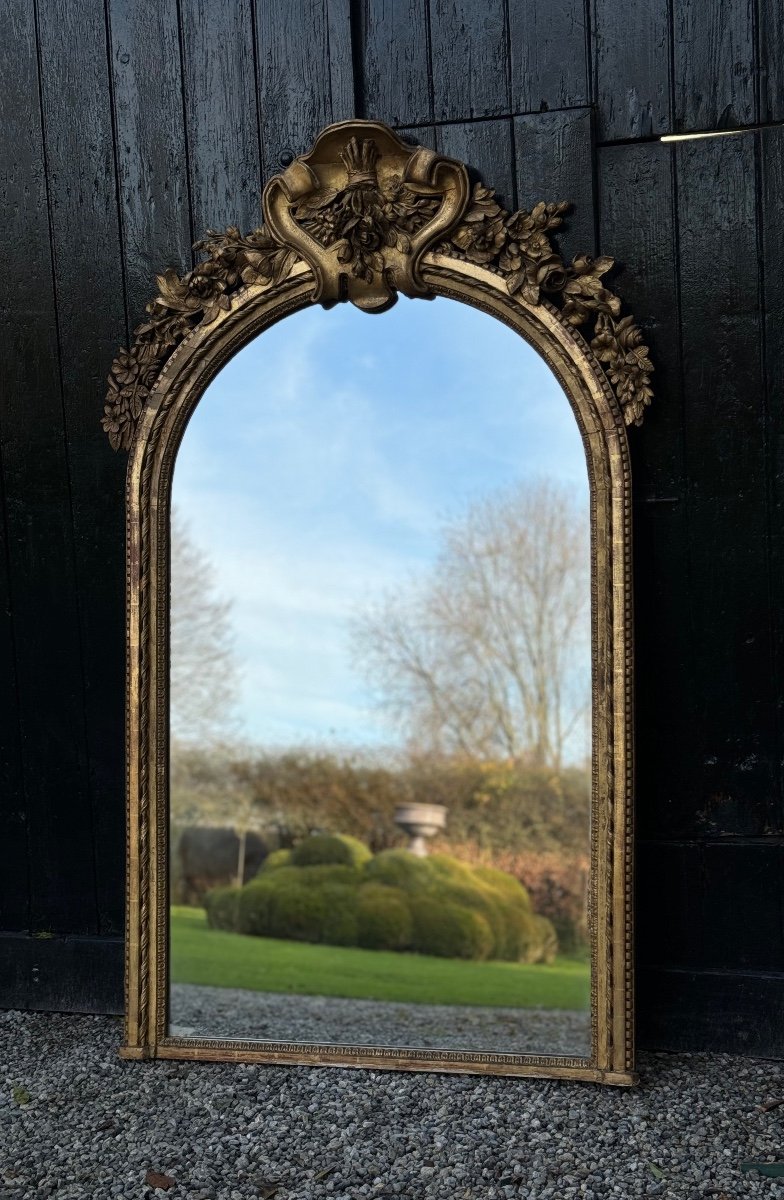 Miroir, Trumeau De Cheminée Louis XVI En Bois Sculpté Et Doré, XVIIIème Siècle -photo-2