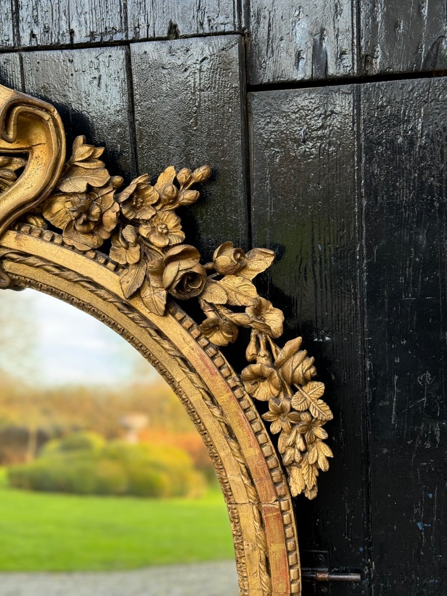 Miroir, Trumeau De Cheminée Louis XVI En Bois Sculpté Et Doré, XVIIIème Siècle -photo-6