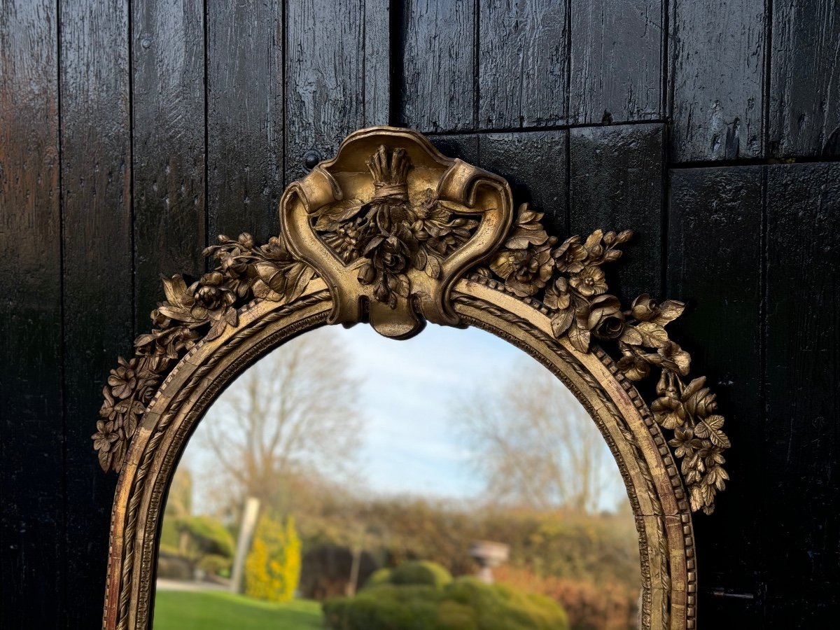 Miroir, Trumeau De Cheminée Louis XVI En Bois Sculpté Et Doré, XVIIIème Siècle -photo-7