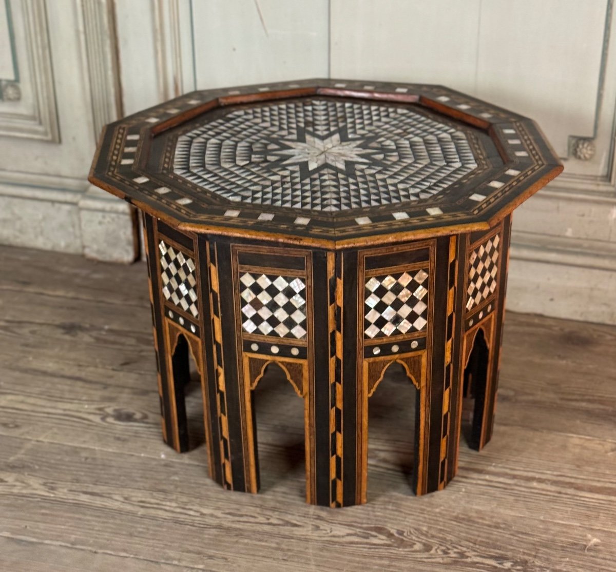 Coffee Table, Wood And Mother-of-pearl Marquetry, Syria Circa 1900-photo-2