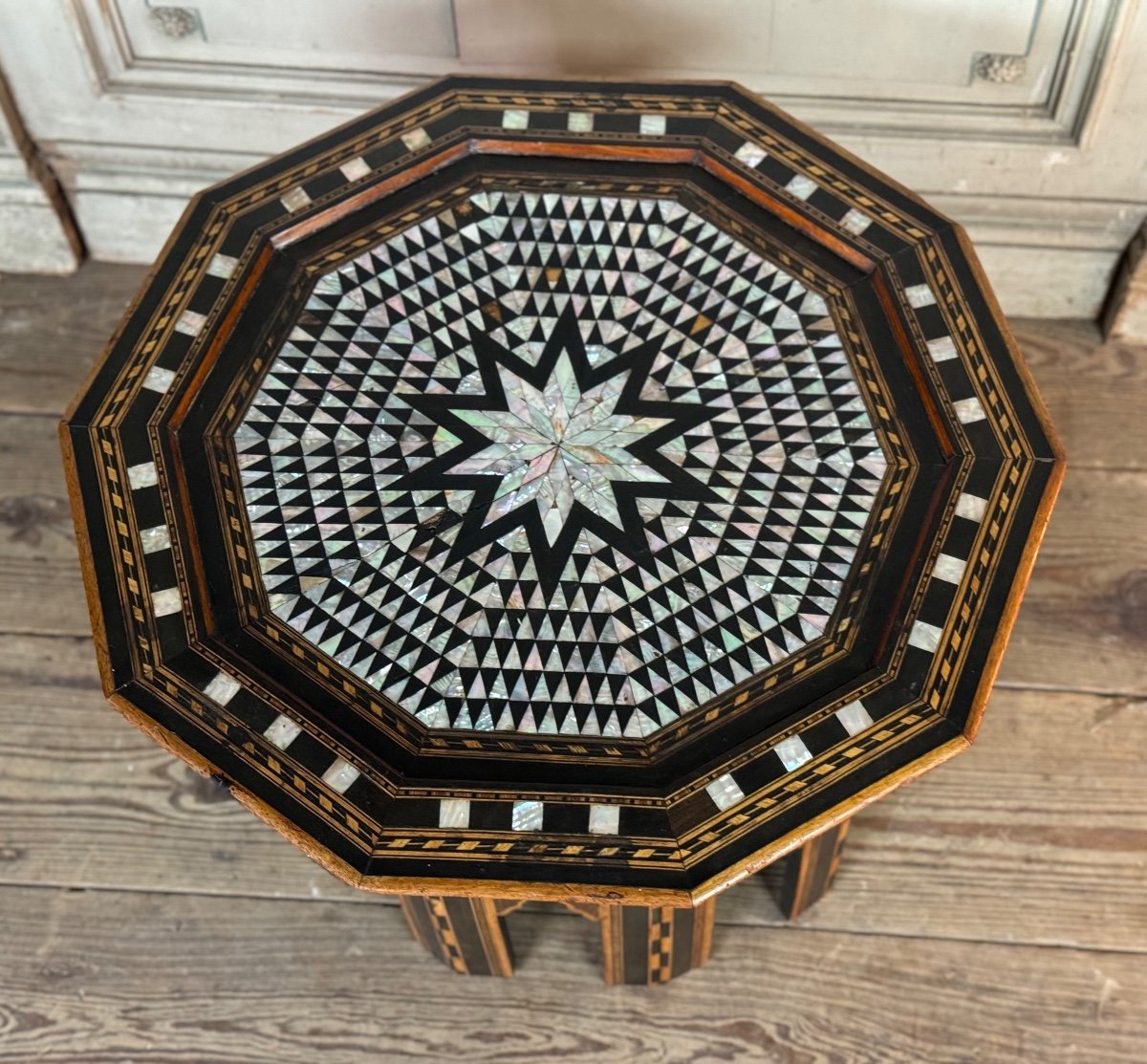 Coffee Table, Wood And Mother-of-pearl Marquetry, Syria Circa 1900-photo-3