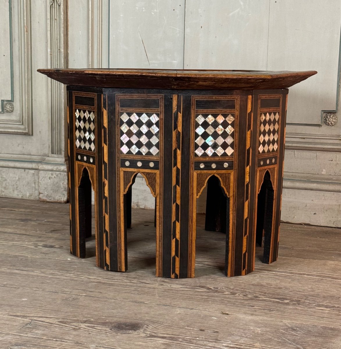 Coffee Table, Wood And Mother-of-pearl Marquetry, Syria Circa 1900-photo-4