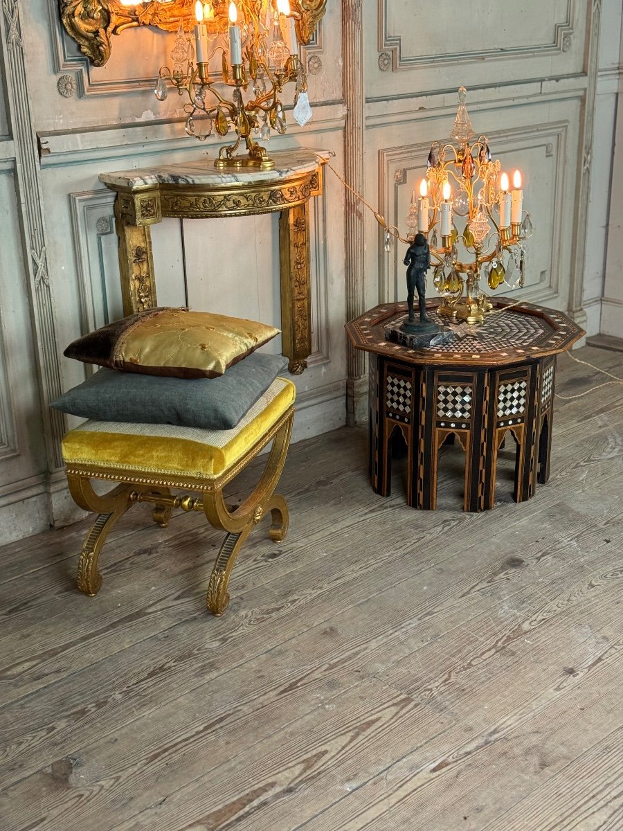 Coffee Table, Wood And Mother-of-pearl Marquetry, Syria Circa 1900-photo-2