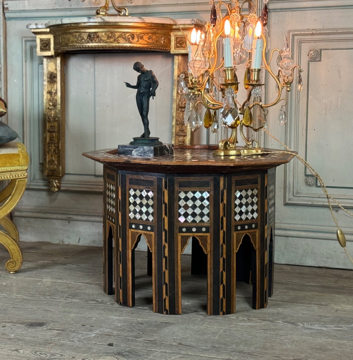 Coffee Table, Wood And Mother-of-pearl Marquetry, Syria Circa 1900