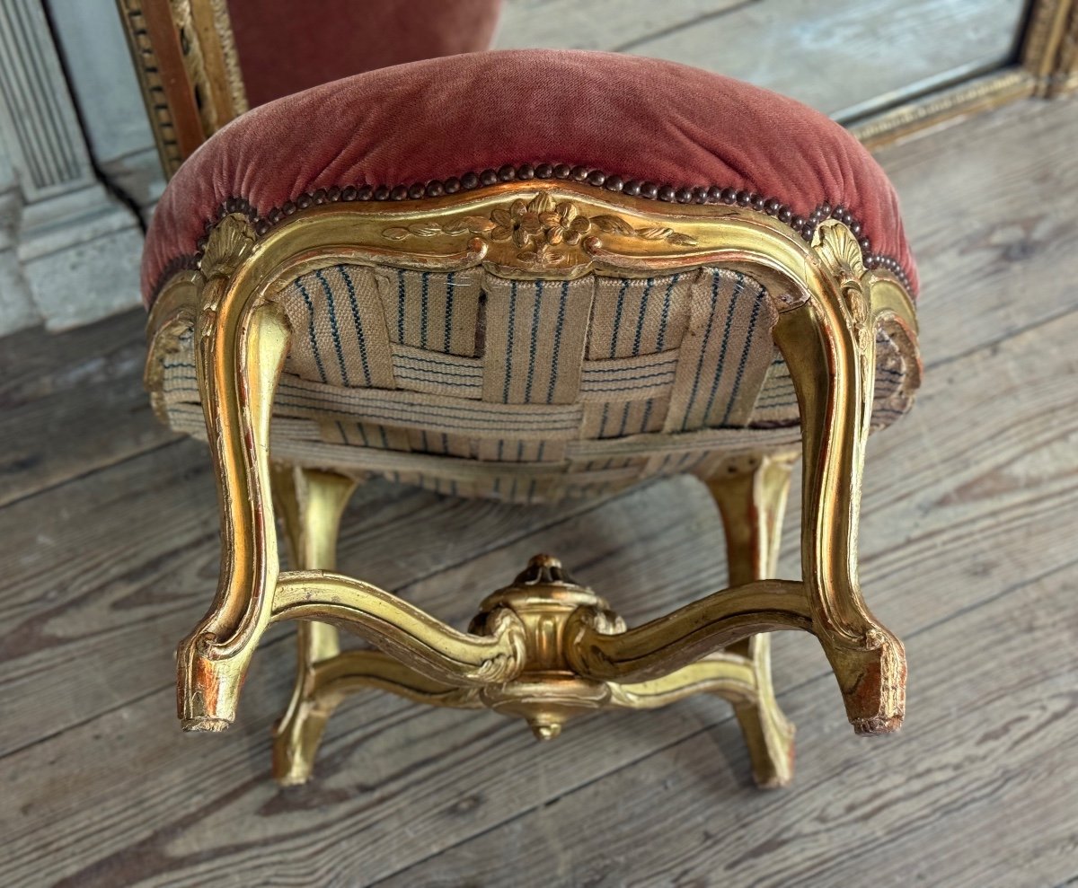 Louis XV Style Footstool In Carved And Gilded Wood Circa 1880-photo-2