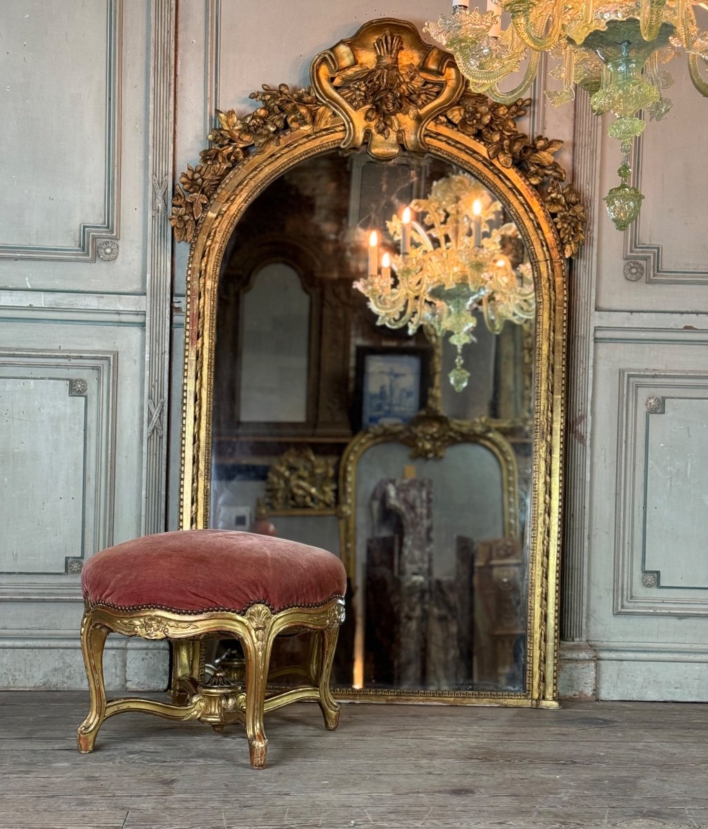 Louis XV Style Footstool In Carved And Gilded Wood Circa 1880-photo-3