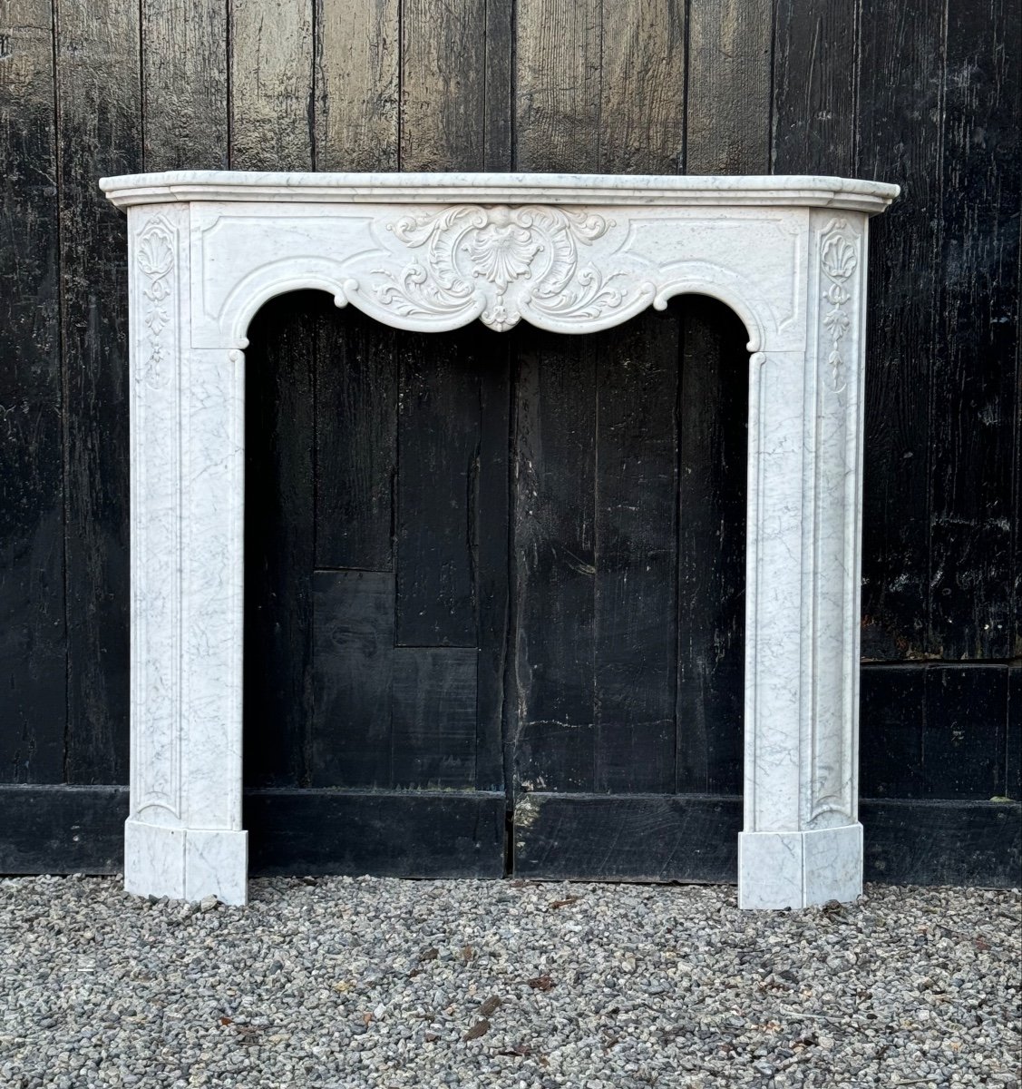 Regency Style Fireplace In White Carrara Marble Circa 1880-photo-2