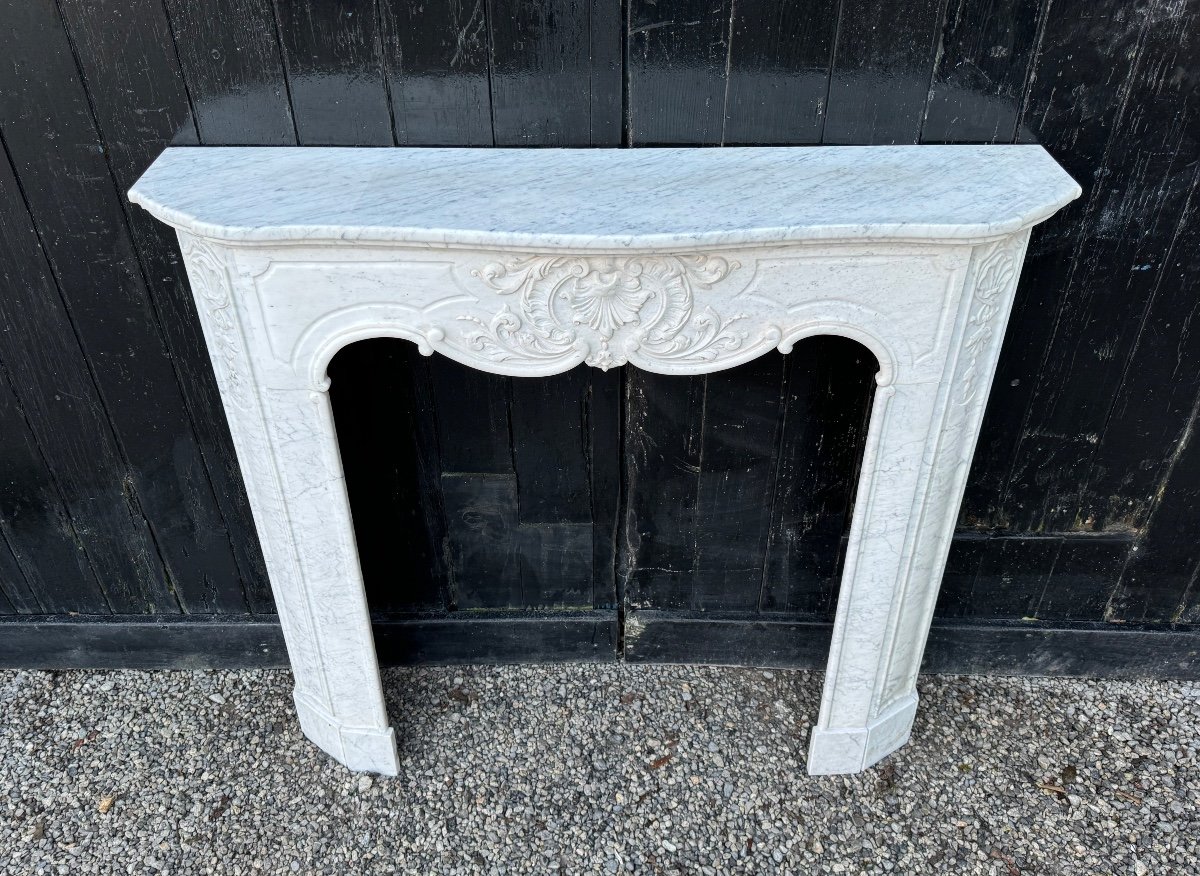 Regency Style Fireplace In White Carrara Marble Circa 1880-photo-3