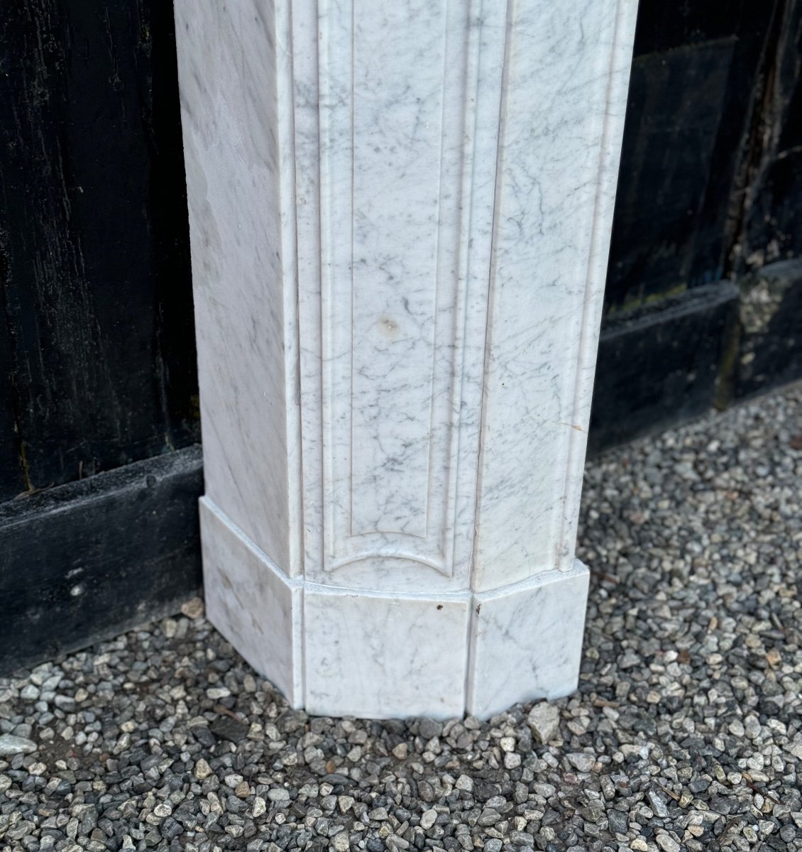 Regency Style Fireplace In White Carrara Marble Circa 1880-photo-4