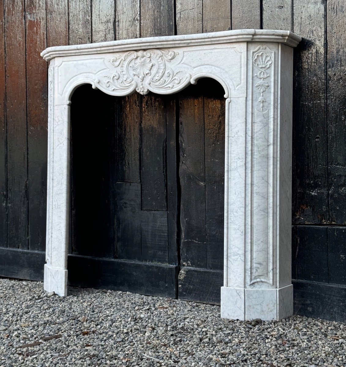 Regency Style Fireplace In White Carrara Marble Circa 1880-photo-1