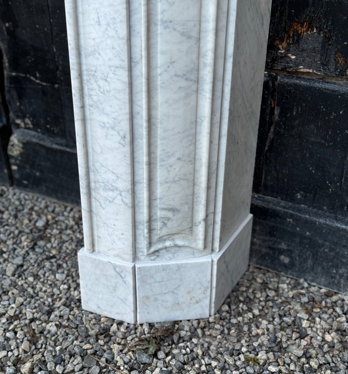 Regency Style Fireplace In White Carrara Marble Circa 1880-photo-2