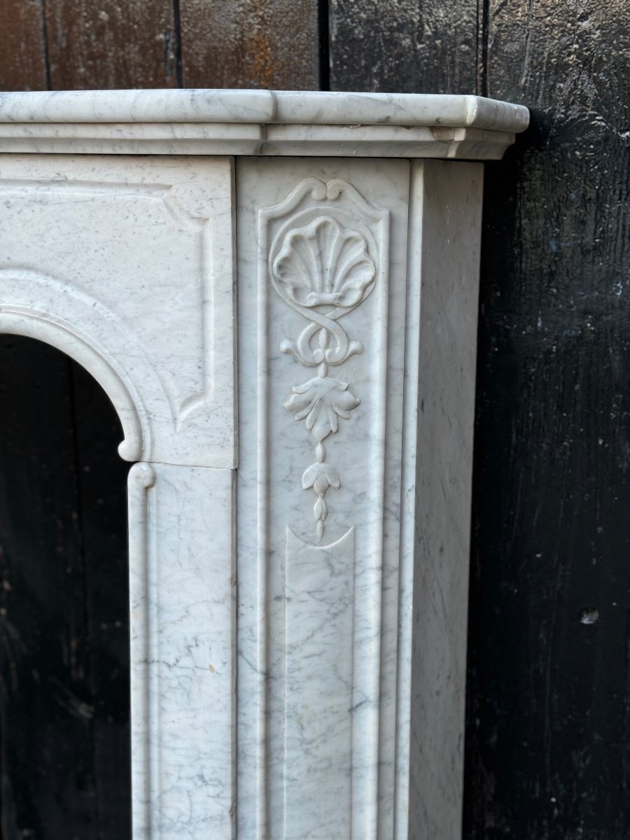 Regency Style Fireplace In White Carrara Marble Circa 1880-photo-3