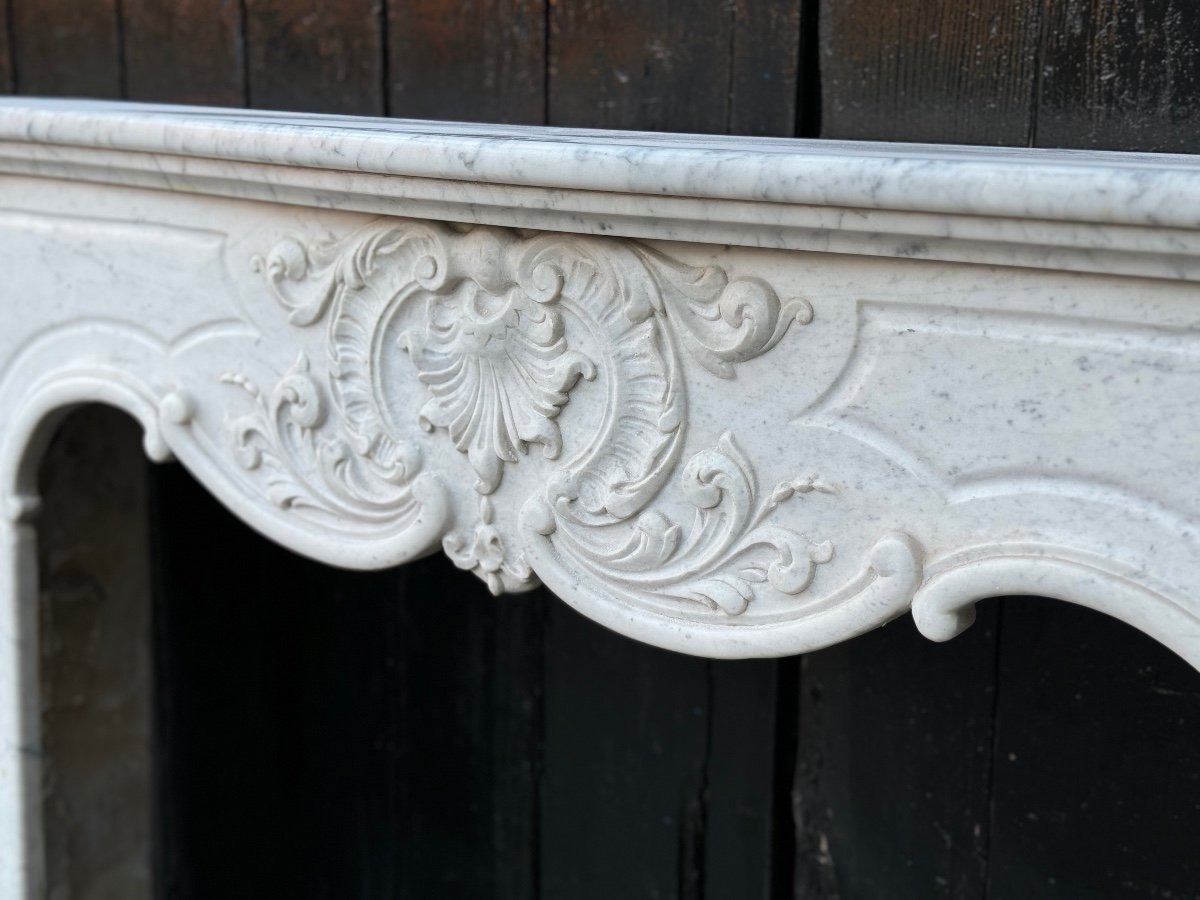 Regency Style Fireplace In White Carrara Marble Circa 1880-photo-4