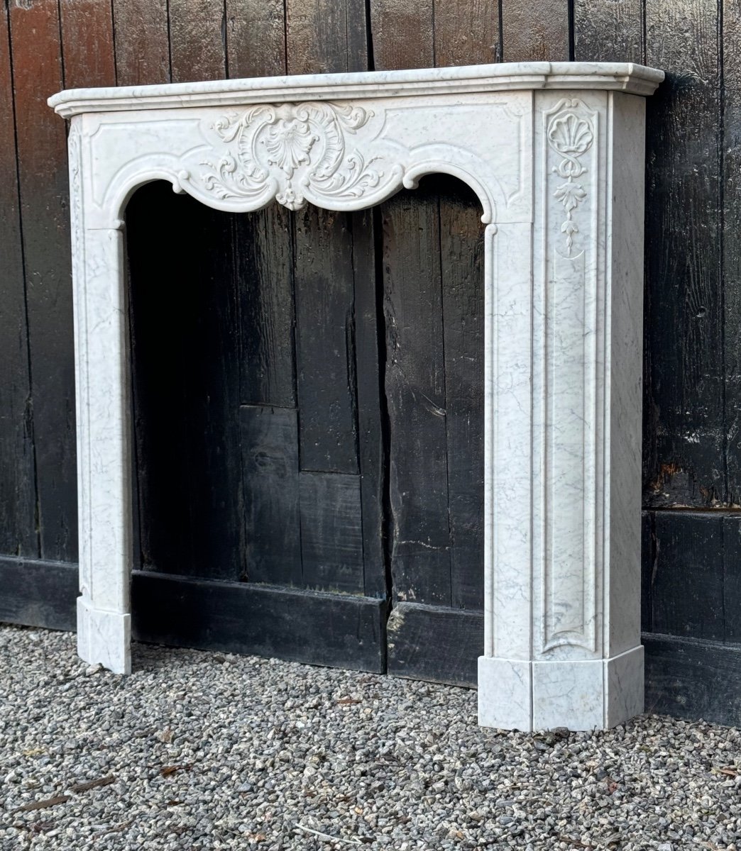 Regency Style Fireplace In White Carrara Marble Circa 1880-photo-5