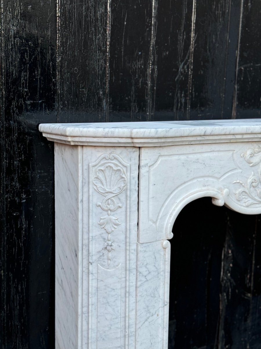 Regency Style Fireplace In White Carrara Marble Circa 1880-photo-6