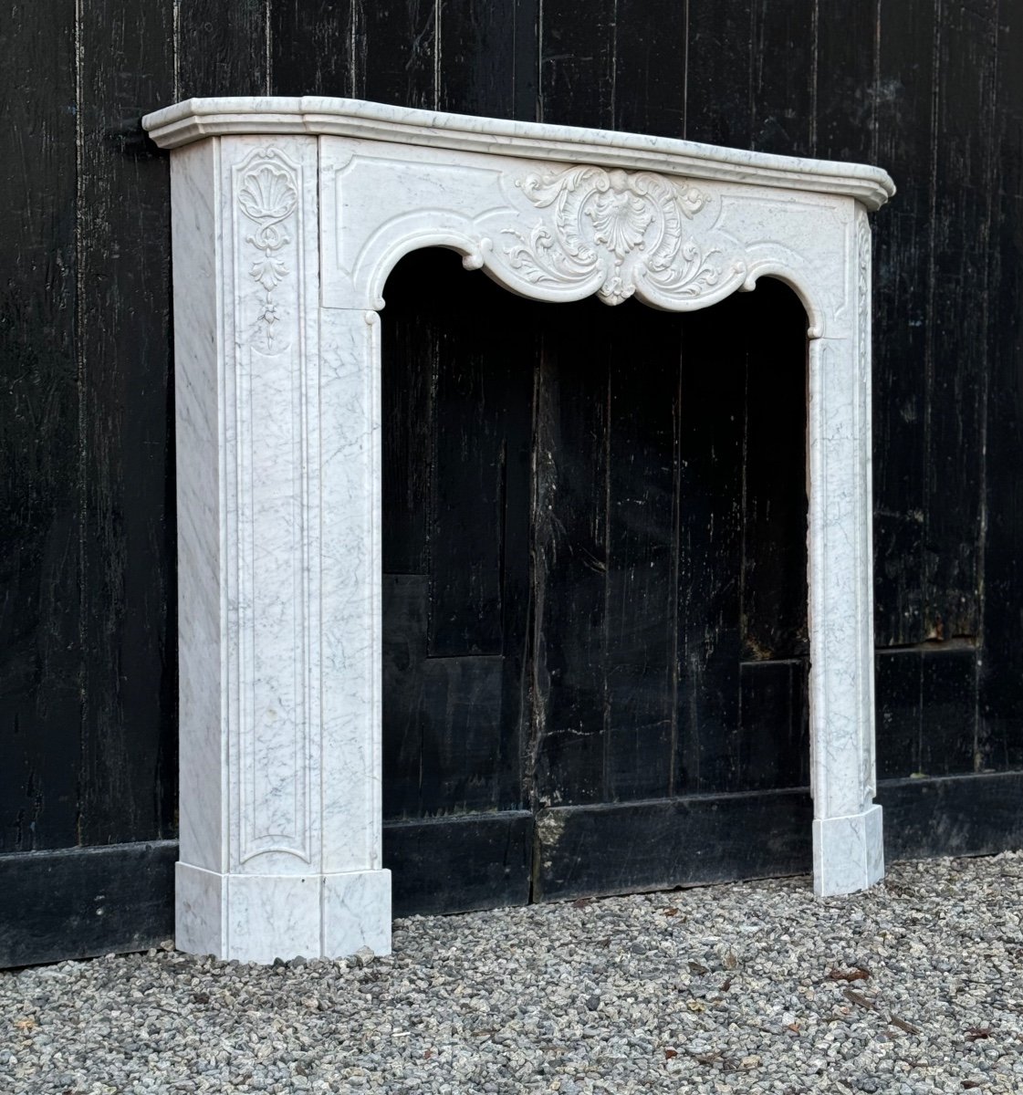 Regency Style Fireplace In White Carrara Marble Circa 1880