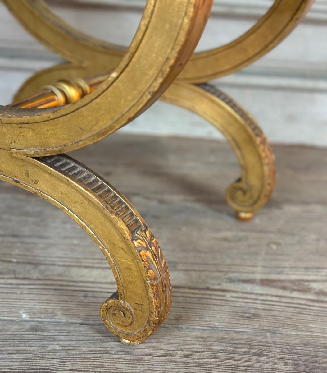 Tabouret En Bois Sculpté Et Doré De Style Louis XVI Vers 1880-photo-5