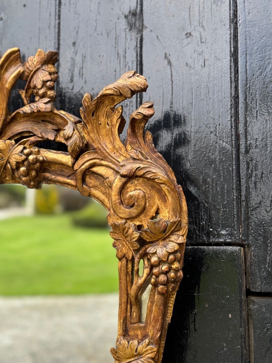 Miroir Louis XV En Bois Sculpté Et Doré, XVIIIème Siècle-photo-4