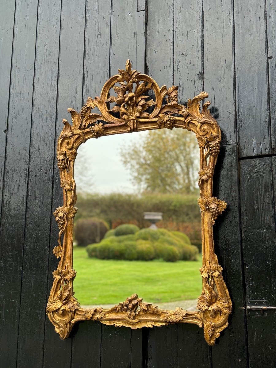 Miroir Louis XV En Bois Sculpté Et Doré, XVIIIème Siècle-photo-2