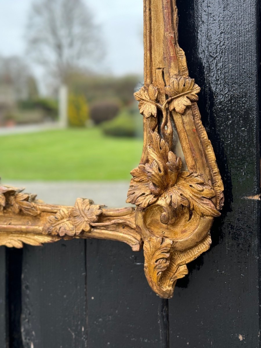 Louis XV Mirror In Carved And Gilded Wood, 18th Century-photo-3