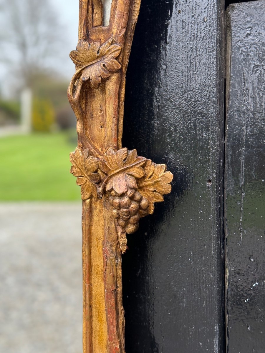 Miroir Louis XV En Bois Sculpté Et Doré, XVIIIème Siècle-photo-4