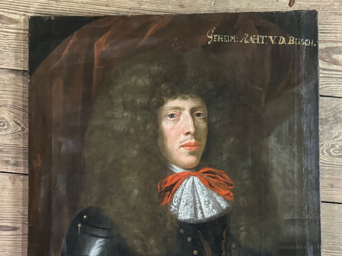 Portrait D’un Gentilhomme En Armure, Huile Sur Toile, XVIIIème Siècle -photo-1