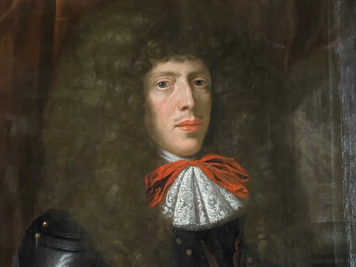 Portrait D’un Gentilhomme En Armure, Huile Sur Toile, XVIIIème Siècle -photo-3