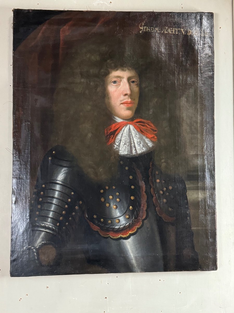 Portrait D’un Gentilhomme En Armure, Huile Sur Toile, XVIIIème Siècle -photo-5