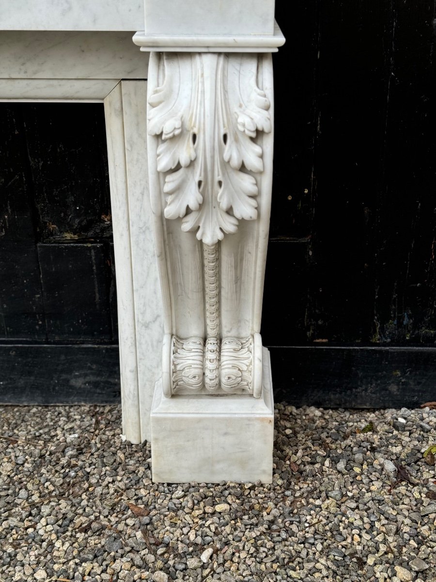 Charles X Style Fireplace In Carrara Marble, Circa 1880-photo-2