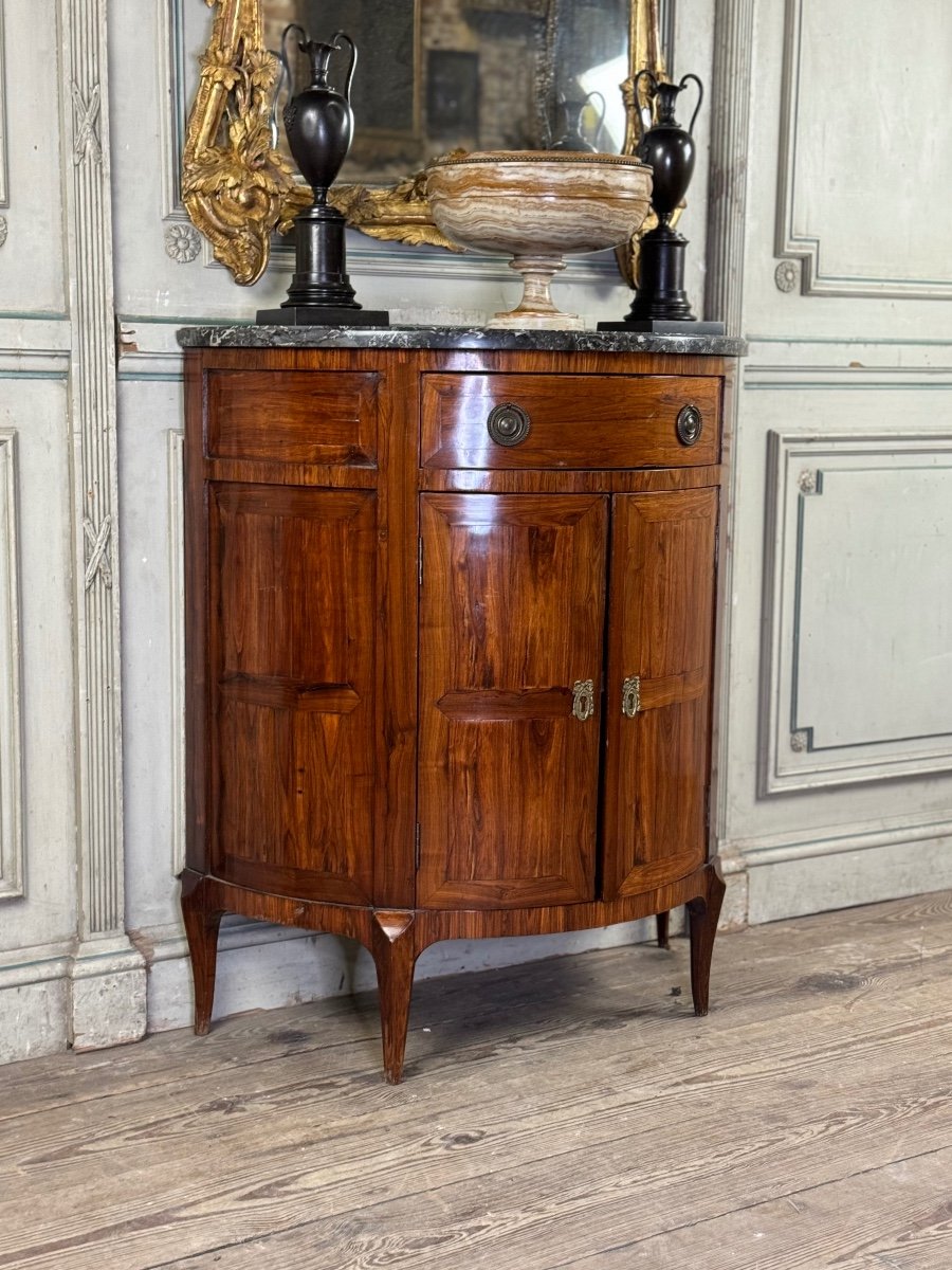 Half-moon Sideboard In Rosewood Veneer, Saint-anne Grey Marble, 18th Century -photo-2