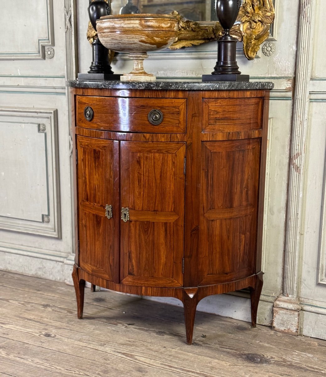 Half-moon Sideboard In Rosewood Veneer, Saint-anne Grey Marble, 18th Century -photo-3