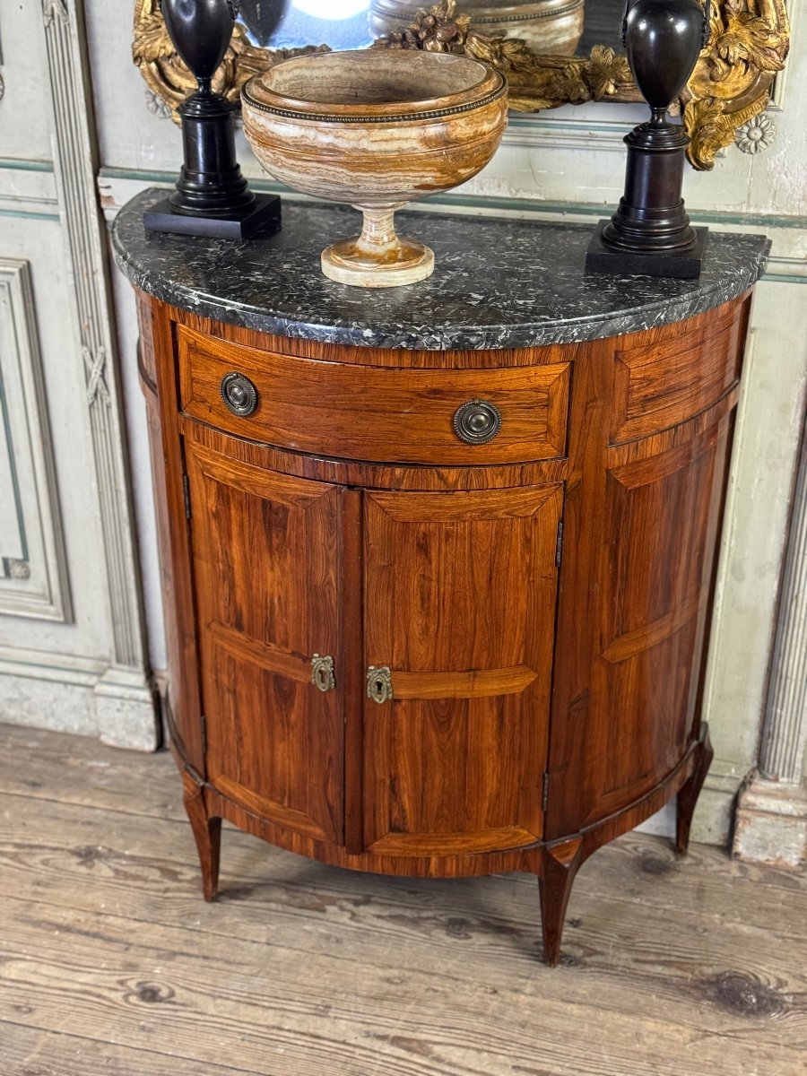 Half-moon Sideboard In Rosewood Veneer, Saint-anne Grey Marble, 18th Century -photo-4