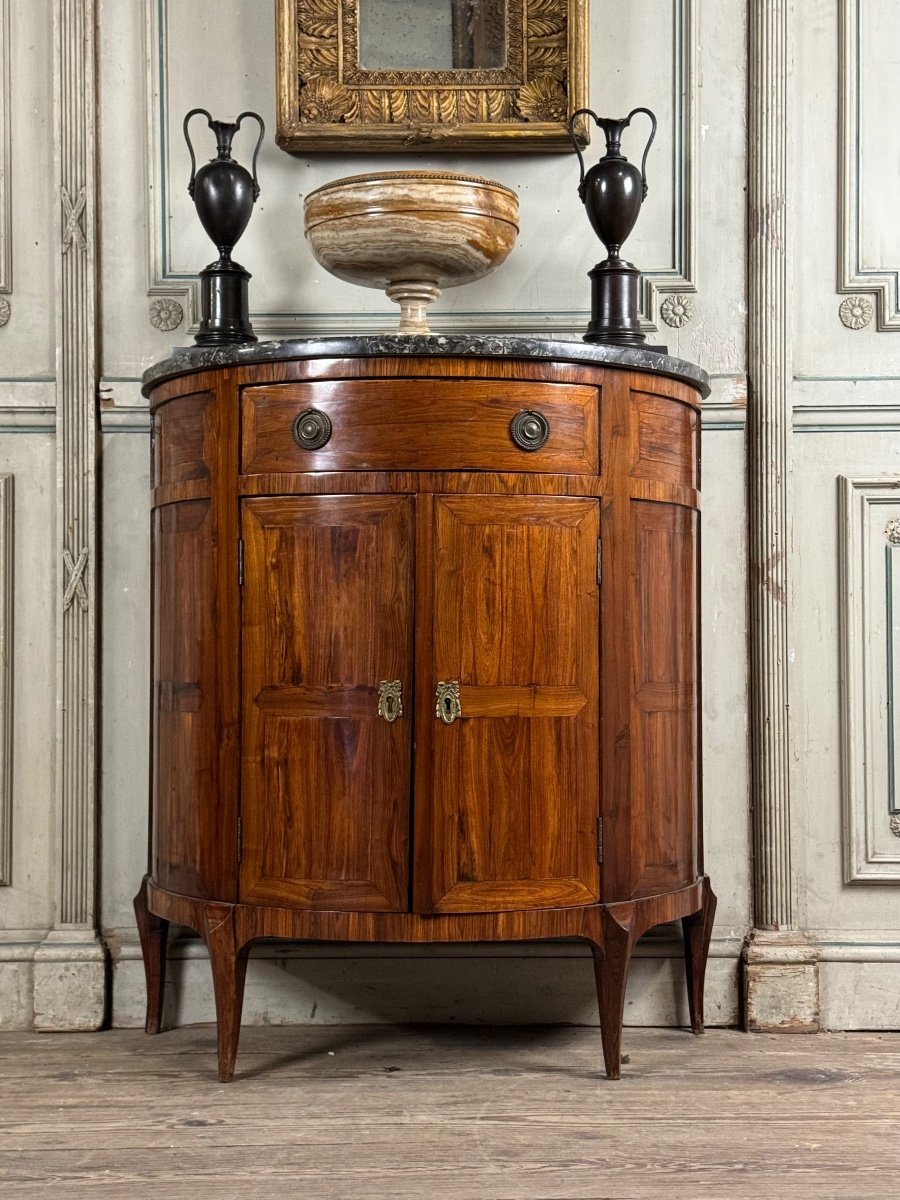 Half-moon Sideboard In Rosewood Veneer, Saint-anne Grey Marble, 18th Century -photo-1