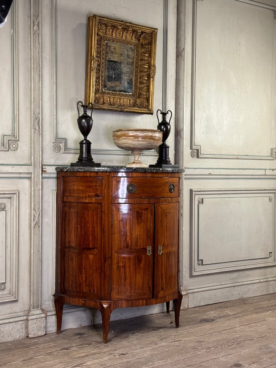 Half-moon Sideboard In Rosewood Veneer, Saint-anne Grey Marble, 18th Century -photo-2