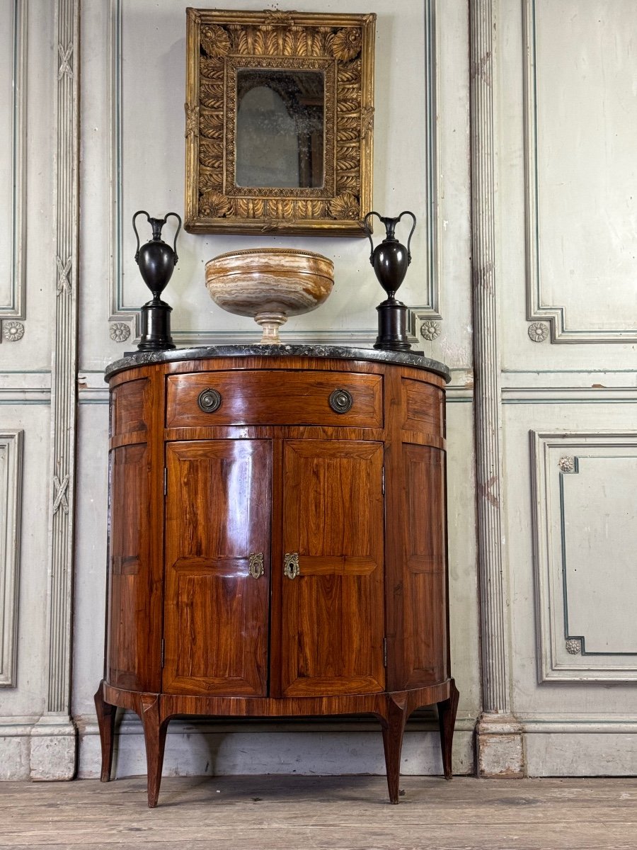 Half-moon Sideboard In Rosewood Veneer, Saint-anne Grey Marble, 18th Century -photo-3