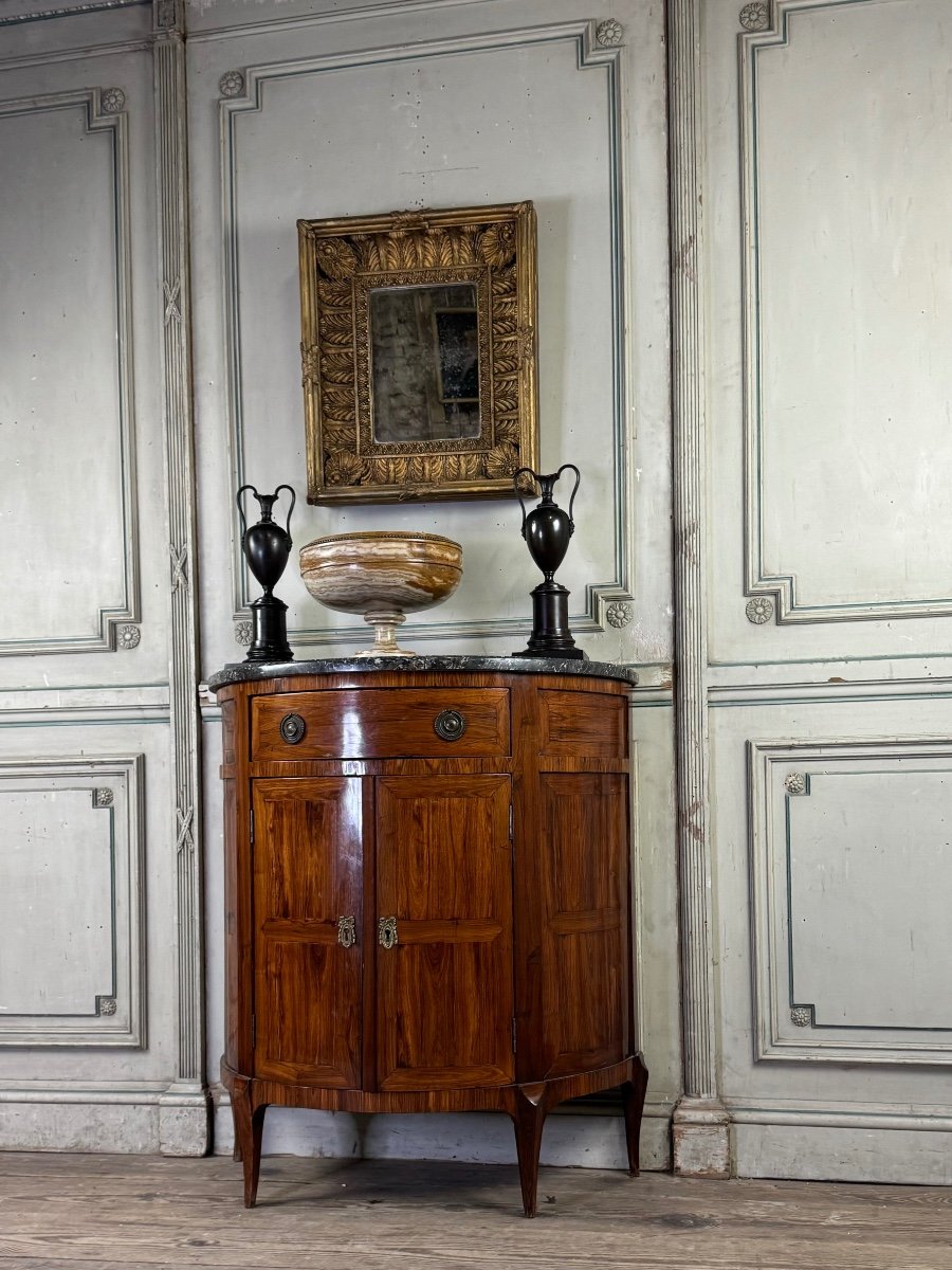 Half-moon Sideboard In Rosewood Veneer, Saint-anne Grey Marble, 18th Century -photo-4